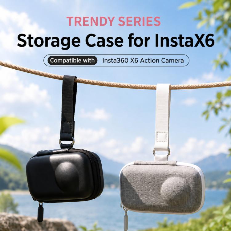 For Insta360 X6 Carrying Case Compact Hard Shell Body Protective Bag with Half-Open Zipper