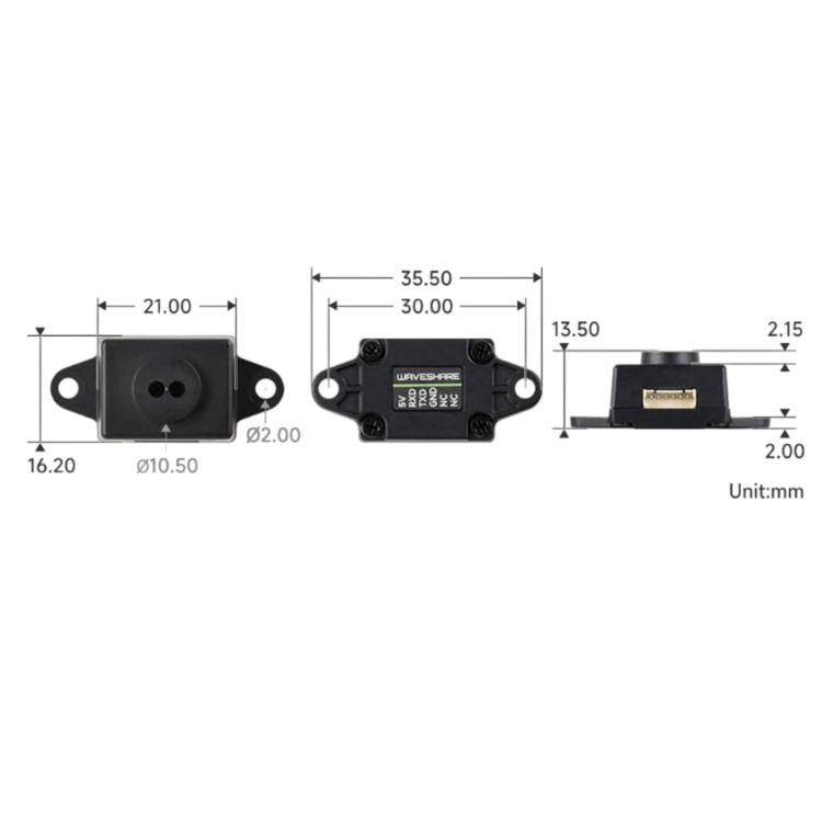 WAVESHARE 35106 TOF Laser Range Sensor Based On D-TOF Single-Point Laser Sensor UART Communication Support, 0.02-5m