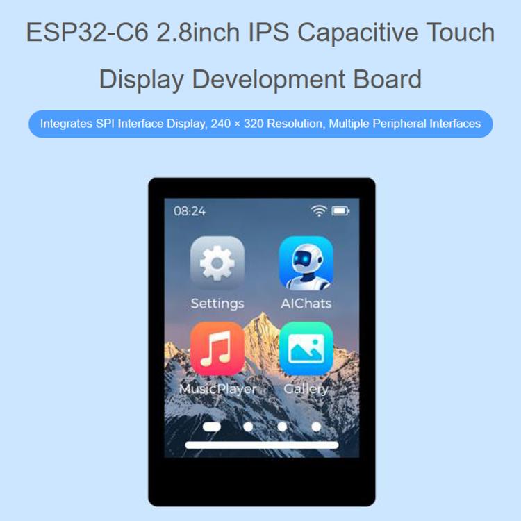 WAVESHARE 35066 ESP32-C6 2.8 Inch IPS Capacitive Touch Display Development Board Ntegrated Wi-Fi 6, Bluetooth 5, 35066