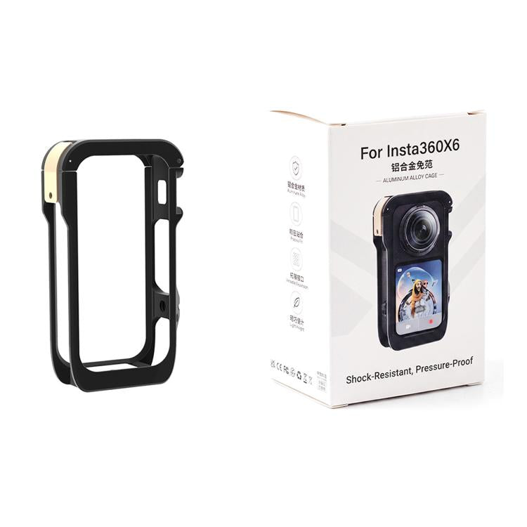 For Insta360 X6  Aluminum Alloy Camera Cage Magnetic Quick-Release Metal Frame with Cold Shoe Mount, Aluminum Alloy  Cage