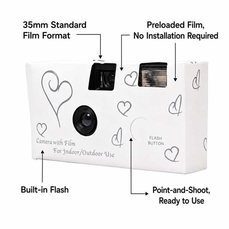 Retro Disposable Film Camera Point-and-Shoot Film Camera, Includes 17 Sheets Film, Includes 27 Sheets Film