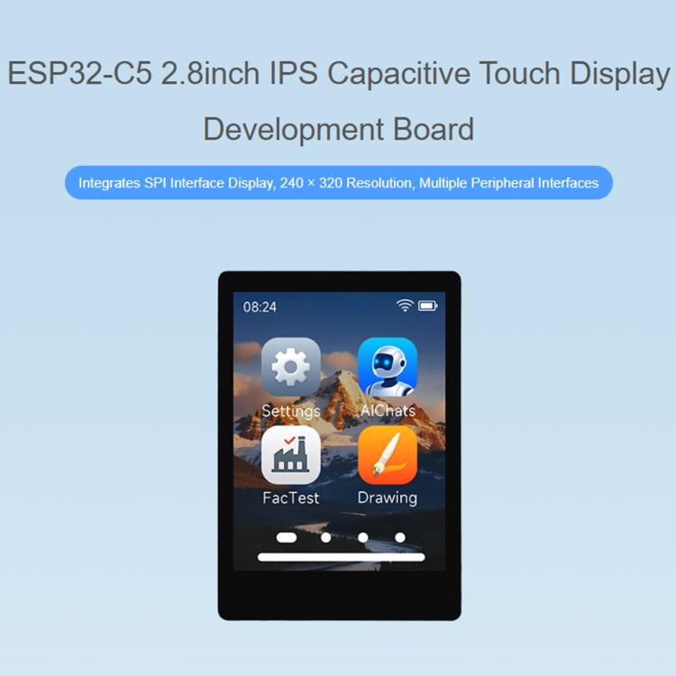 WAVESHARE 34958 ESP32-C5 2.8 Inch IPS Capacitive Touch Display Development Board Integrated Dual-Band Wi-Fi & Bluetooth 5, 34958