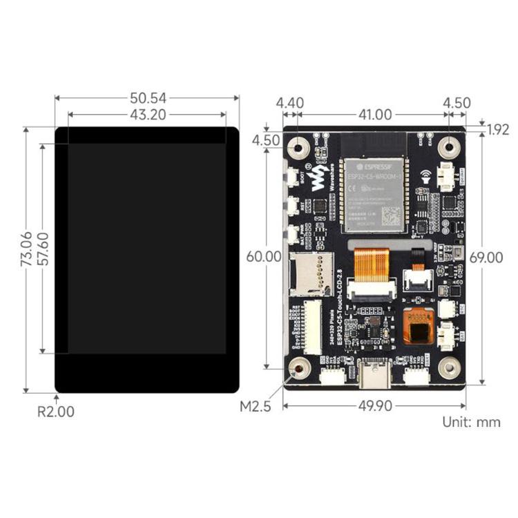 WAVESHARE 34958 ESP32-C5 2.8 Inch IPS Capacitive Touch Display Development Board Integrated Dual-Band Wi-Fi & Bluetooth 5, 34958