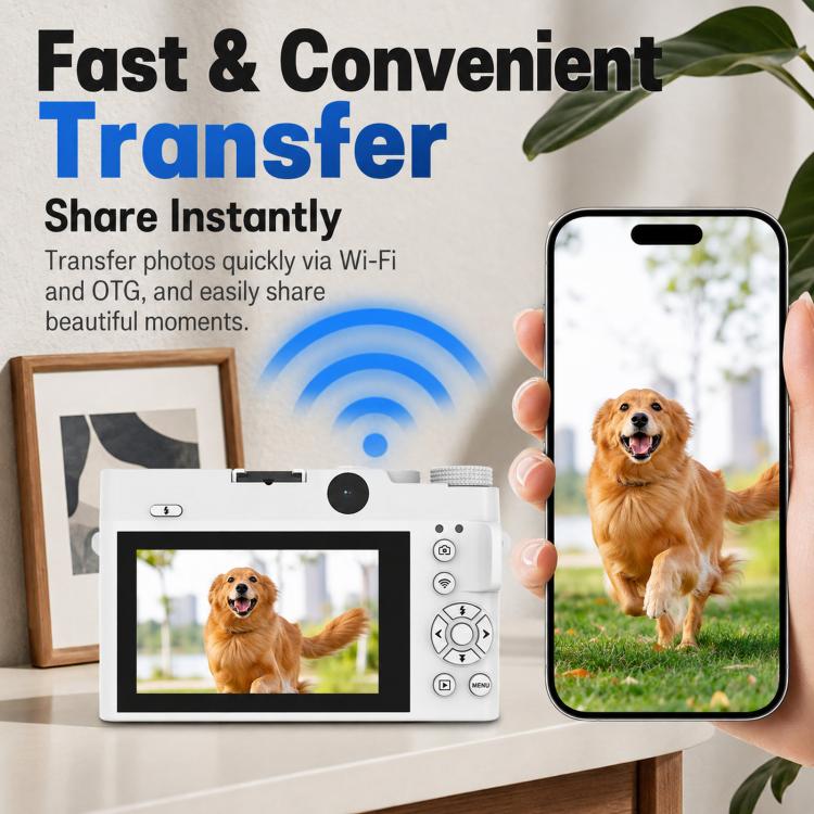 WD07 Dual 75MP Front Rear Camera Wi-Fi HD Digital Camera CCD Selfie 5K Mirrorless Camera