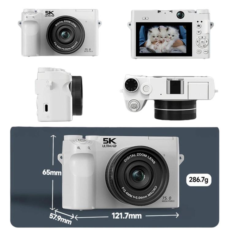 WD07 Dual 75MP Front Rear Camera Wi-Fi HD Digital Camera CCD Selfie 5K Mirrorless Camera