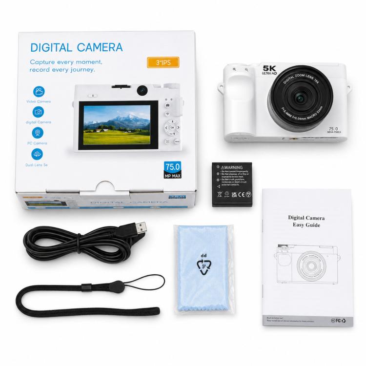 WD07 Dual 75MP Front Rear Camera Wi-Fi HD Digital Camera CCD Selfie 5K Mirrorless Camera