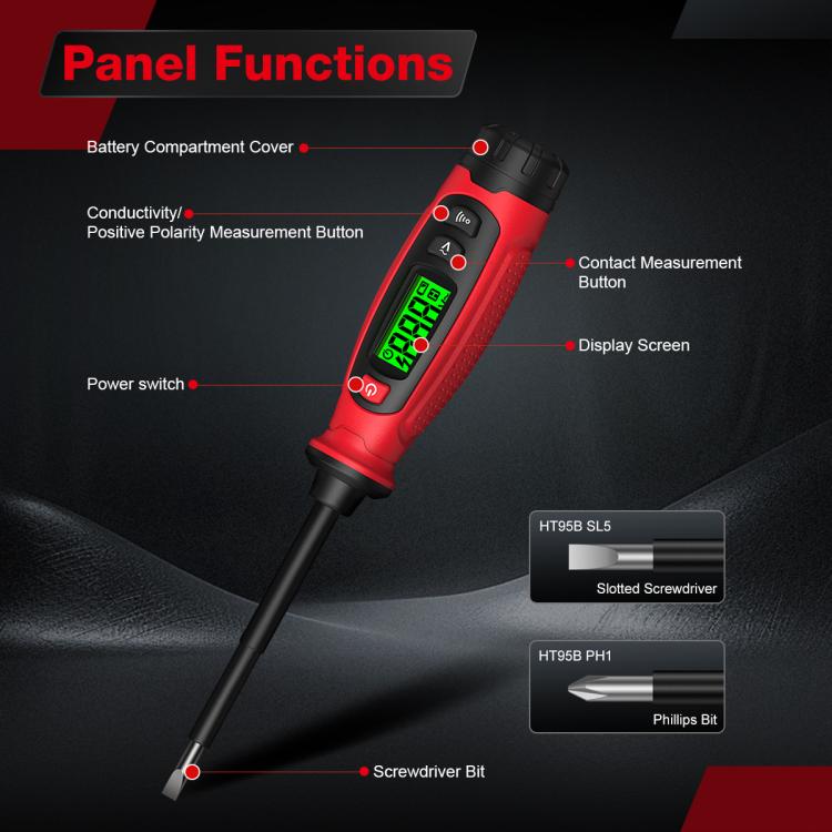 Digital Voltage Tester Screwdriver 3V-500V AC Non-Contact Voltage Detector Pen, HABOTEST  HT95B-PH1, HABOTEST  HT95B-SL5