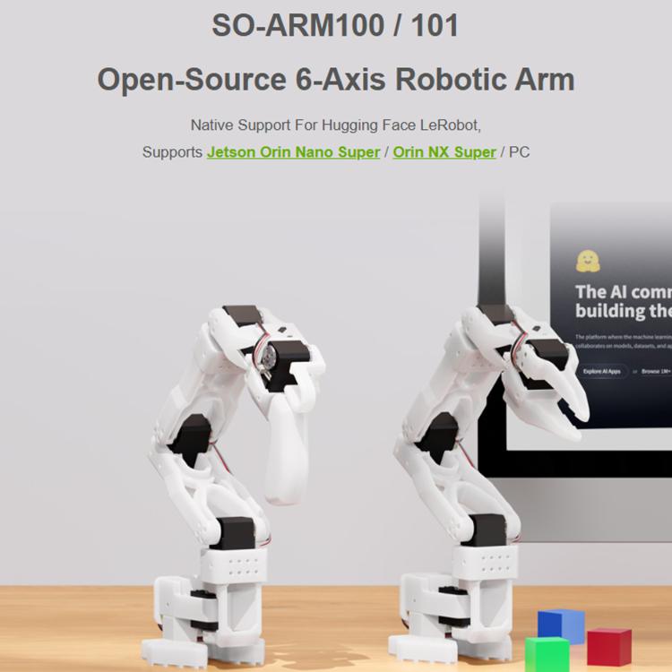WAVESHARE SO-ARM100 Open-Source 6-Axis Robotic Arm High-Torque Bus Servo, US Plug, UK Plug, EU Plug