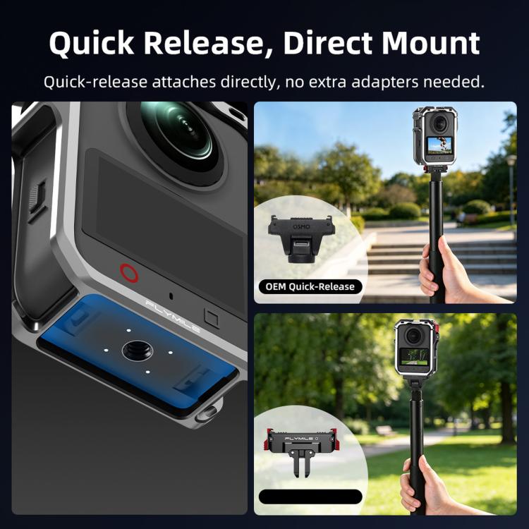 For DJI Osmo 360 II Flymile Camera Protective Cage Lens Cap Frame