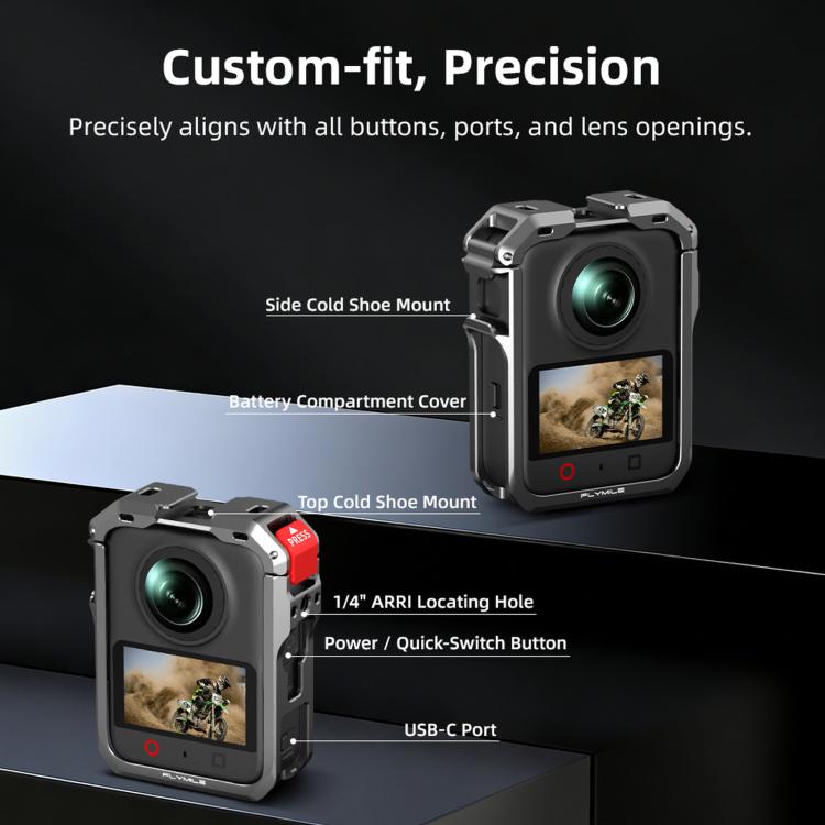 For DJI Osmo 360 II Flymile Camera Protective Cage Lens Cap Frame