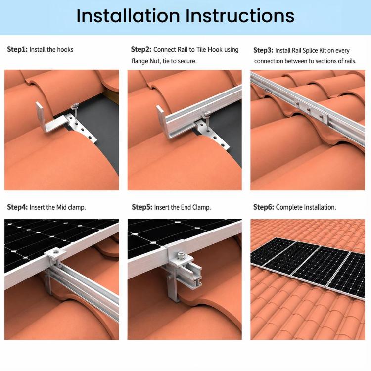 Stainless Steel Solar Mounting Hook Height Adjustable Tile Roof Hook For Glazed Tile, Small, Large