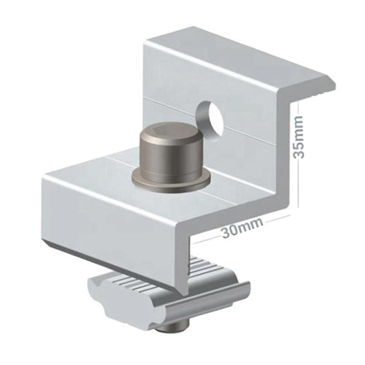 Aluminum Alloy Shared Edge Side Clamp Bracket Solar Panel Fixing Press Block, 30 / 35mm