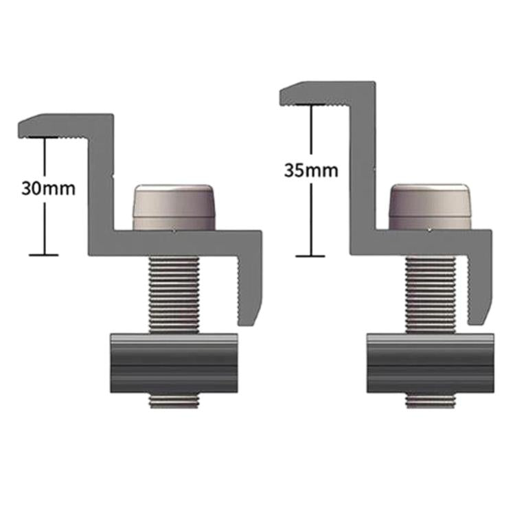Aluminum Alloy Shared Edge Side Clamp Bracket Solar Panel Fixing Press Block, 30 / 35mm