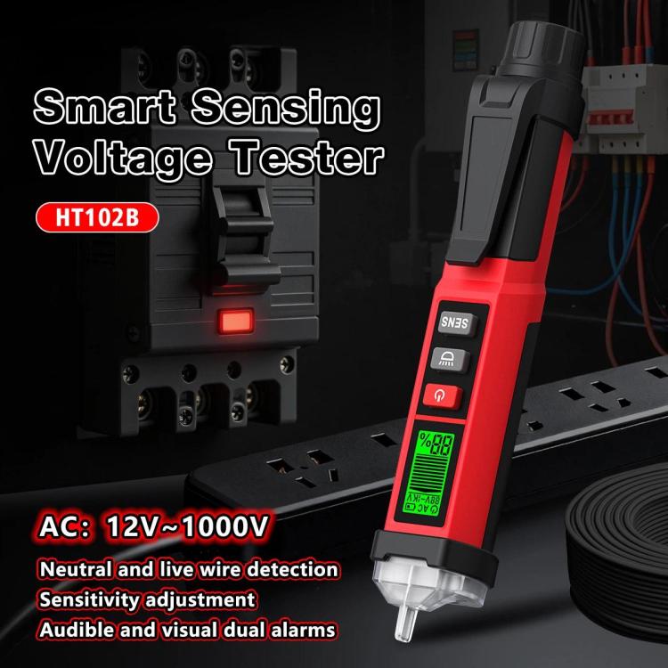 HABOTEST 12V-1000V AC Non-Contact Voltage Tester Pen Digital Voltage Detector, HT102B