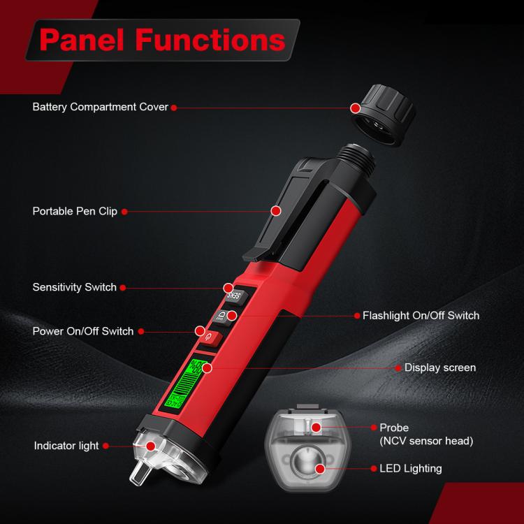 HABOTEST 12V-1000V AC Non-Contact Voltage Tester Pen Digital Voltage Detector, HT102B