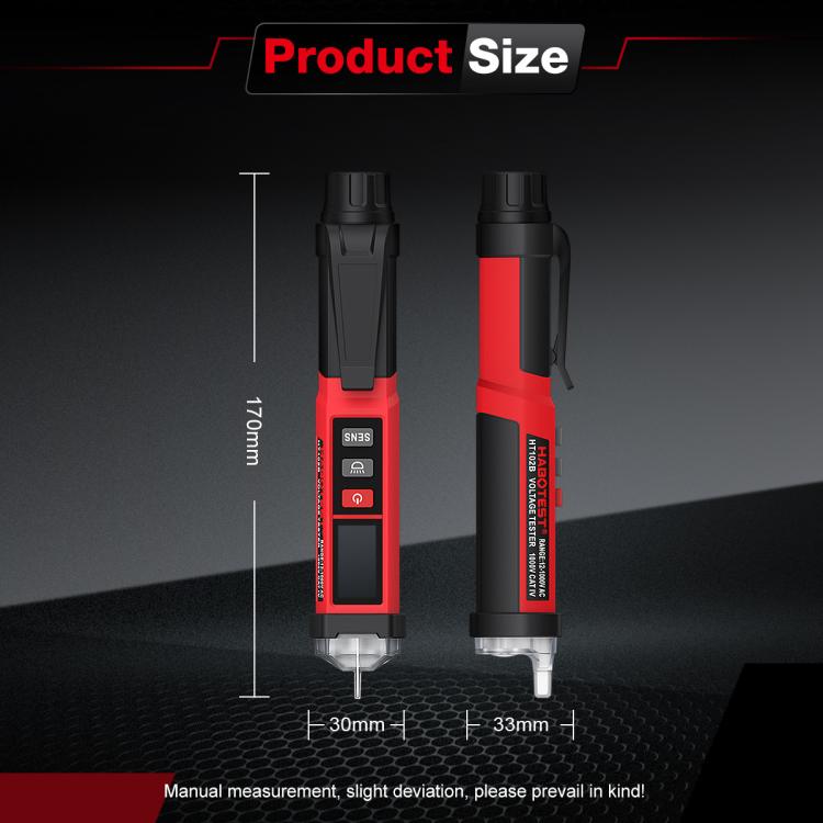 HABOTEST 12V-1000V AC Non-Contact Voltage Tester Pen Digital Voltage Detector, HT102B