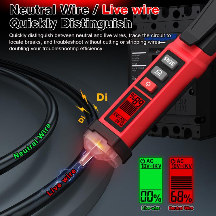 HABOTEST 12V-1000V AC Non-Contact Voltage Tester Pen Digital Voltage Detector, HT102B