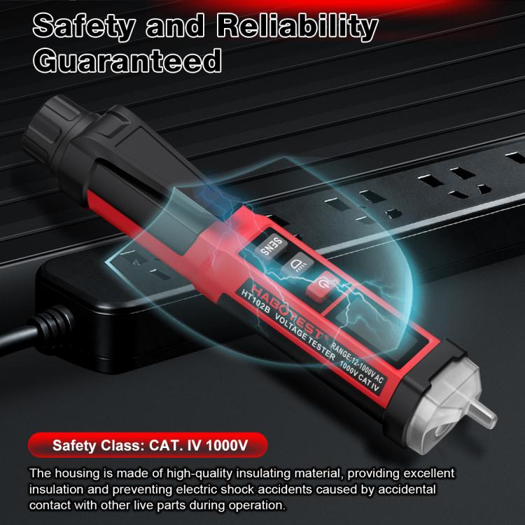 HABOTEST 12V-1000V AC Non-Contact Voltage Tester Pen Digital Voltage Detector, HT102B