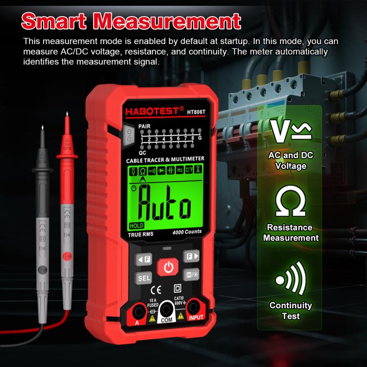 HABOTEST HT806TR 2-In-1 Network Cable Tracer & Multimeter Anti-Interference Wire Tracker