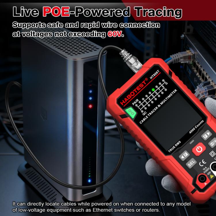 HABOTEST HT806TR 2-In-1 Network Cable Tracer & Multimeter Anti-Interference Wire Tracker