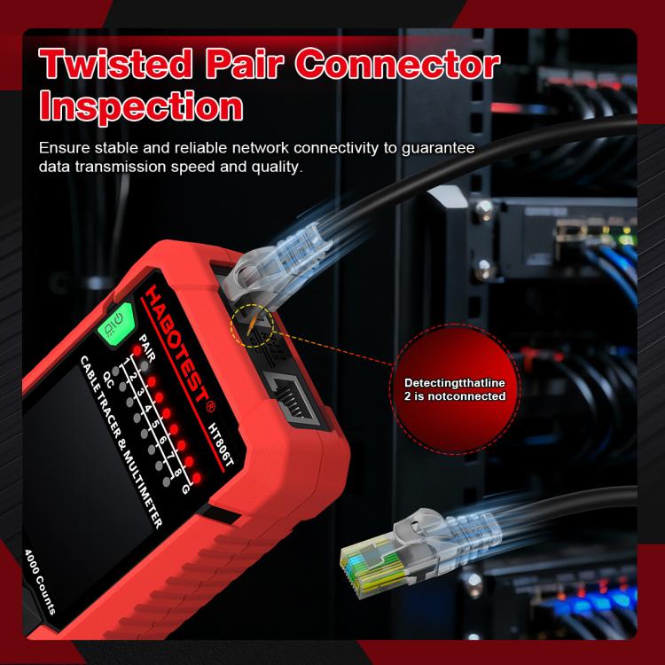 HABOTEST HT806TR 2-In-1 Network Cable Tracer & Multimeter Anti-Interference Wire Tracker