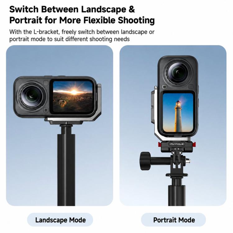 For Insta360 X6 Flymile L-Plate Quick-Release Horizontal Vertical Shooting Adapter Bracket