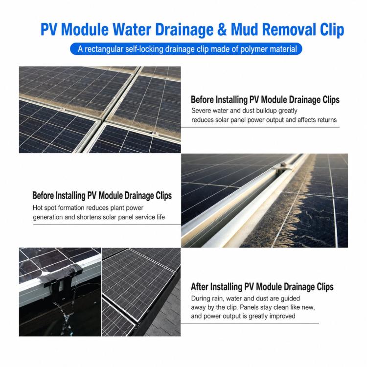 30mm Solar Panel Water Drain Clip PV Panel Water Guide Channel Assembly, Water Drain Clip