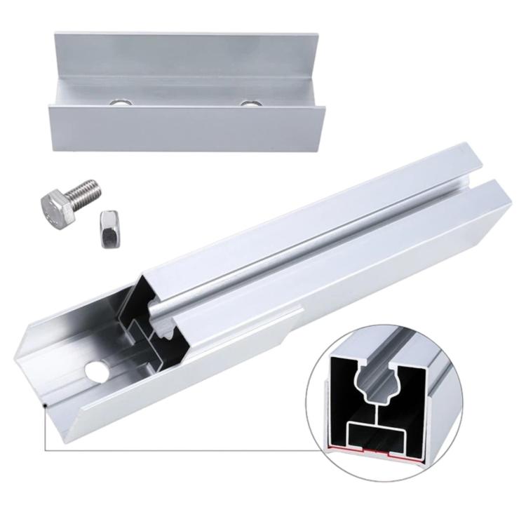 Aluminum Alloy Solar PV Bracket Rail Connector, 12 x 4.1 x 3cm