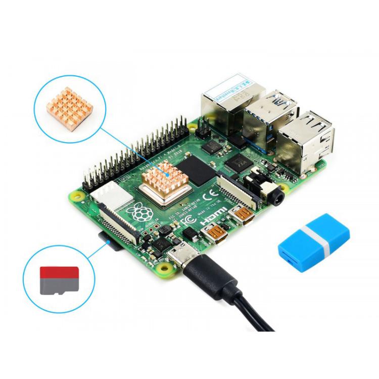Waveshare Raspberry Pi 4 Model B Starter Kit 3GB RAM With 16GB Micro SD Card, EU Plug, US Plug, UK Plug