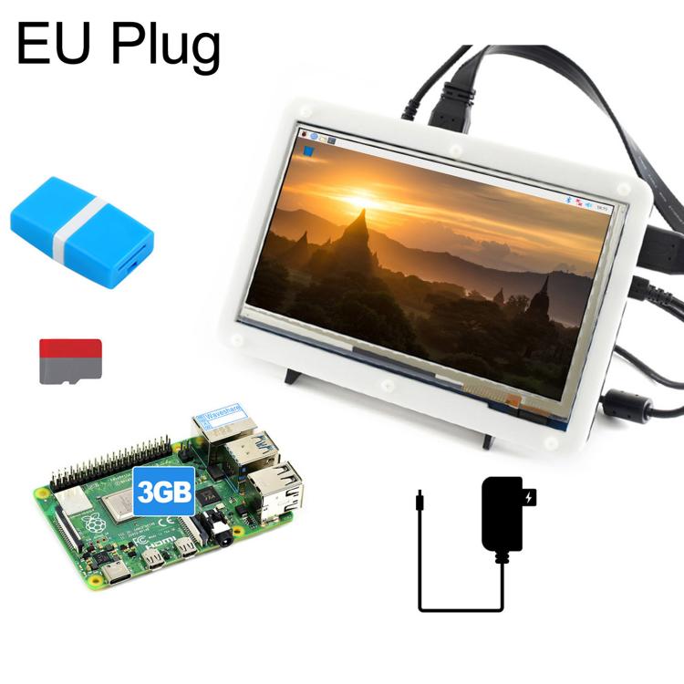 Waveshare Raspberry Pi 4 3GB Model B Display Kit With 7inch Capacitive Touch LCD, EU Plug, US Plug, UK Plug