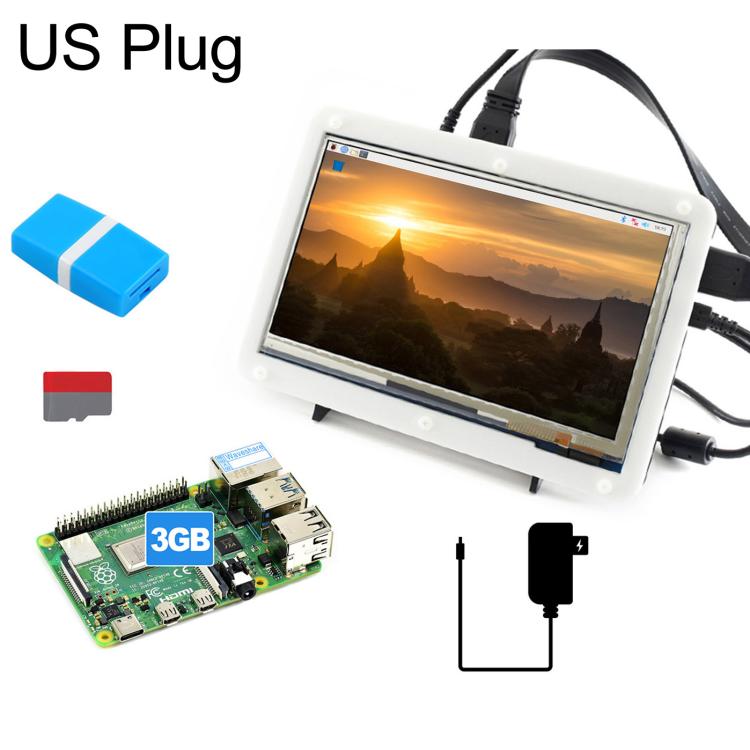 Waveshare Raspberry Pi 4 3GB Model B Display Kit With 7inch Capacitive Touch LCD, EU Plug, US Plug, UK Plug