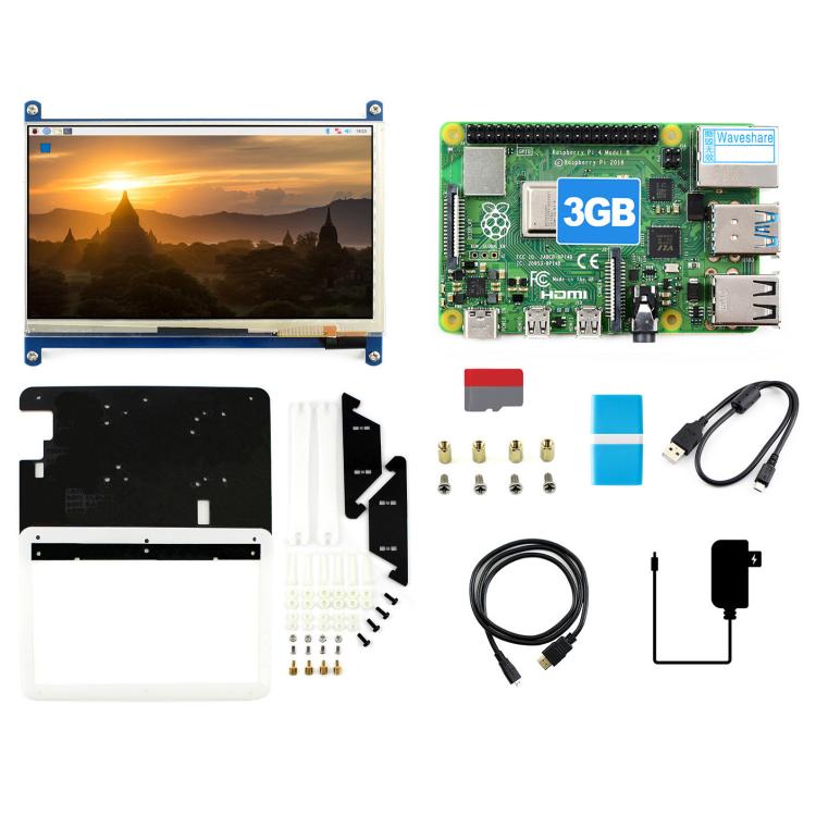 Waveshare Raspberry Pi 4 3GB Model B Display Kit With 7inch Capacitive Touch LCD, EU Plug, US Plug, UK Plug