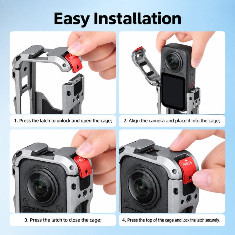 For Insta360 X6 Flymile Heat Dissipation Cage Camera Shockproof Protective Frame