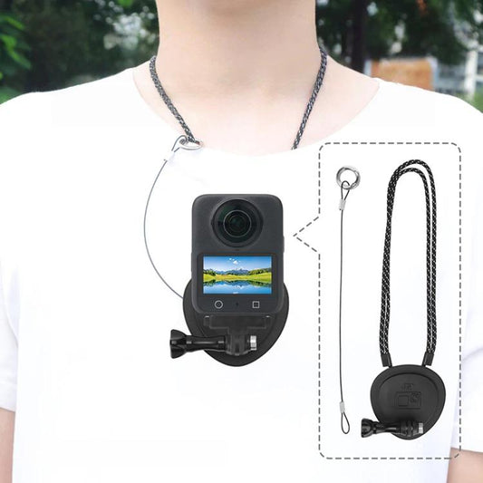 CQT Magnetic Neck Mount for Action Cameras Hands Free POV Quick Release Lanyard Holder, Single Bracket, With Adapter Set