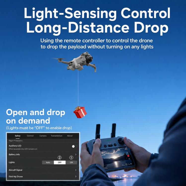 LKTOP PT-1 Drone Payload Release System Light Sensor Airdropper For DJI Mini 5 Pro / Air 3 Series / Mavic Series