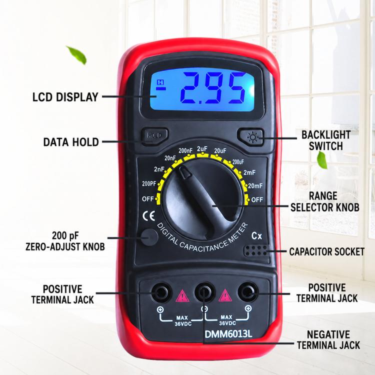 Anti-Burn Digital Capacitance Multimeter Backlight Display Capacitance Tester, DMM6013L