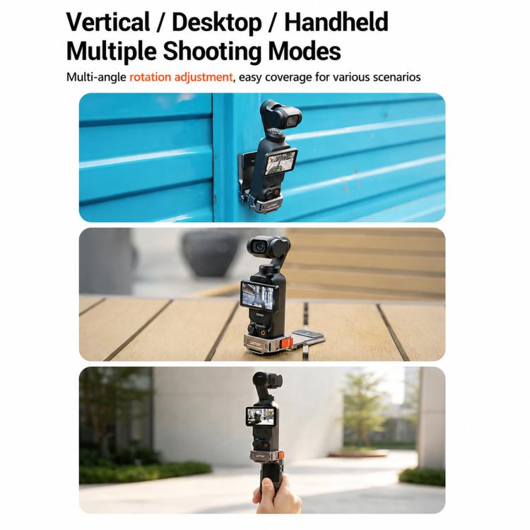 For DJI Osmo Pocket 4 / 3 LKTOP Magnetic Expansion Mount Quick Release Aluminum Cage With Cold Shoe & Arca Swiss, AC-013