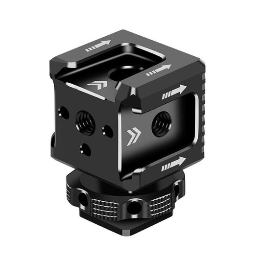 Xinwenxuan Triple Cold Shoe Mount Adapter Aluminum Camera Hot Shoe Extension Base with 1/4 Thread & ARRI Locating Hole for Mic Light, Triple Cold Shoe Mount