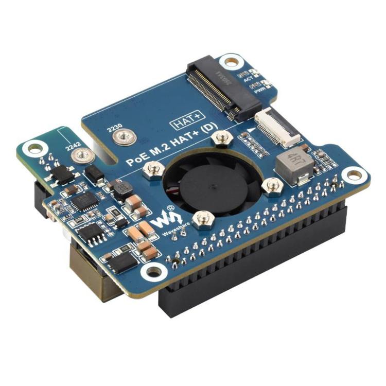 WAVESHARE For Raspberry Pi 5 PCIe To M.2 Adapter With PoE Function Supports NVMe Protocol M.2 Solid State Drive, With Connector Pins, No Connector Pins