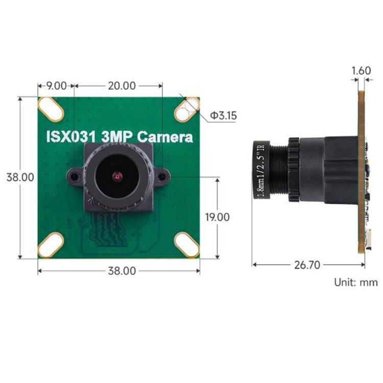 For Raspberry Pi Series And Mainstream Jetson Boards ISX031 3MP MIPI Camera Module, 35301