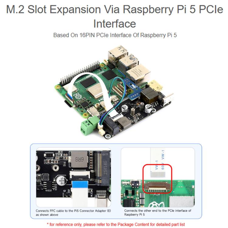 For Raspberry Pi PCLE To M.2 Multifunctional Adapter 4K Output Onboard PoE Power Supply, 35344