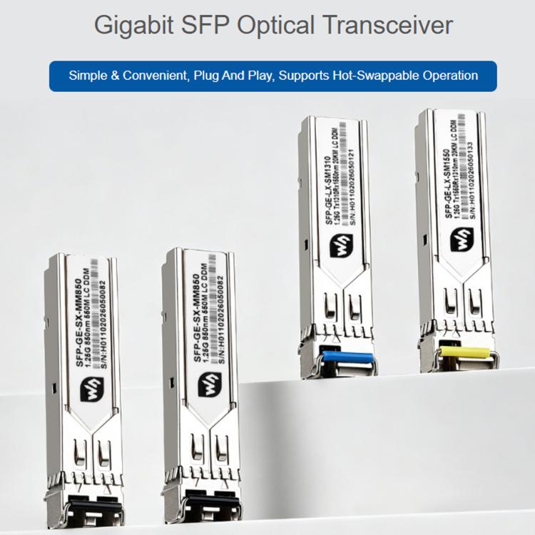 WAVESHARE Gigabit SFP Optical Transceiver With LC Connector Supports Hot-Swappable Operation Plug-And-Play, Multimode, Single-mode