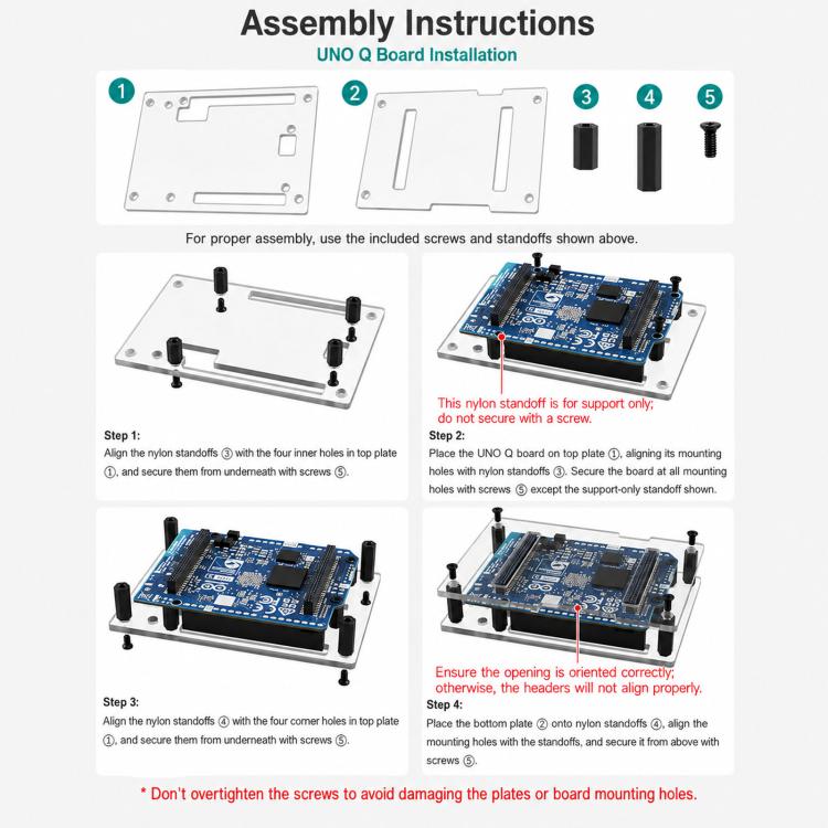 WAVESHARE For Arduino UNO Q Development Board Enclosure Kit Basic Version, 2GB+16GB, 4GB+32GB