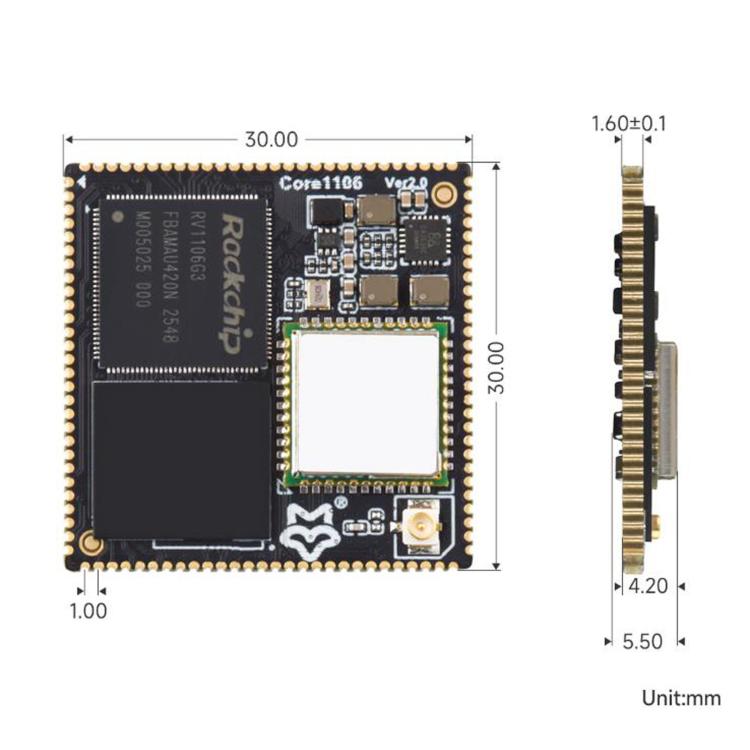 WAVESHARE 128MB Luckfox Core1106 Core Board Based On Rockchip RV1106 Chip, No WiFi, With WiFi