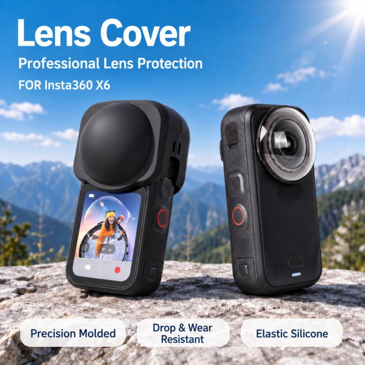 For Insta360 X6 Silicone Lens Cap Anti-Scratch Soft Camera Lens Cover