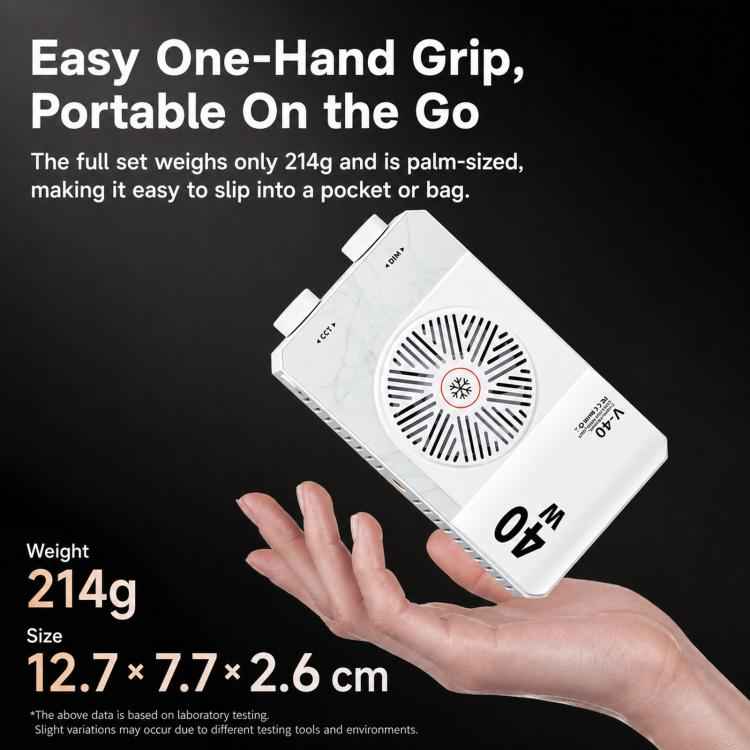 V-40 Portable 40W LED Video Light 2500K-9000K CRI 96+ Rechargeable Pocket Photography Light Panel, V-40