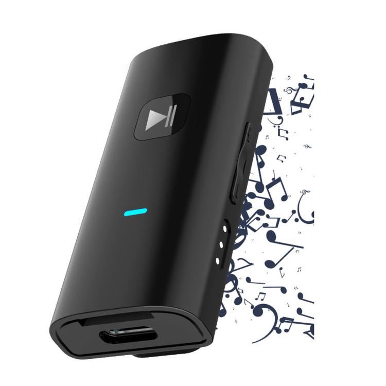 Clip-On Bluetooth 5.0 Audio Receiver 3.5mm AUX Adapter with TF Card Player, HD Mic, A90