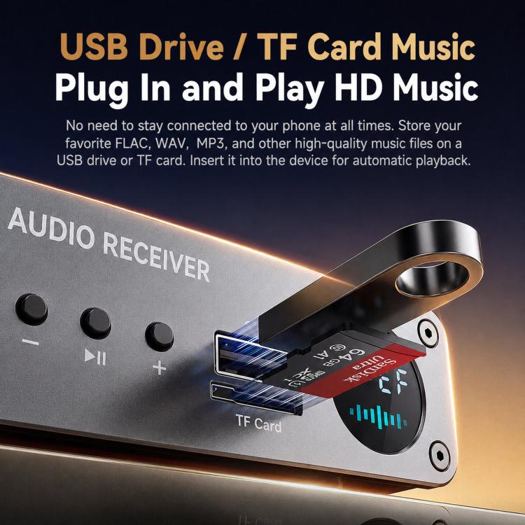 M8R Bluetooth Adapter Audio Receiver USB Flash Drive TF Card Lossless Playback, M8R