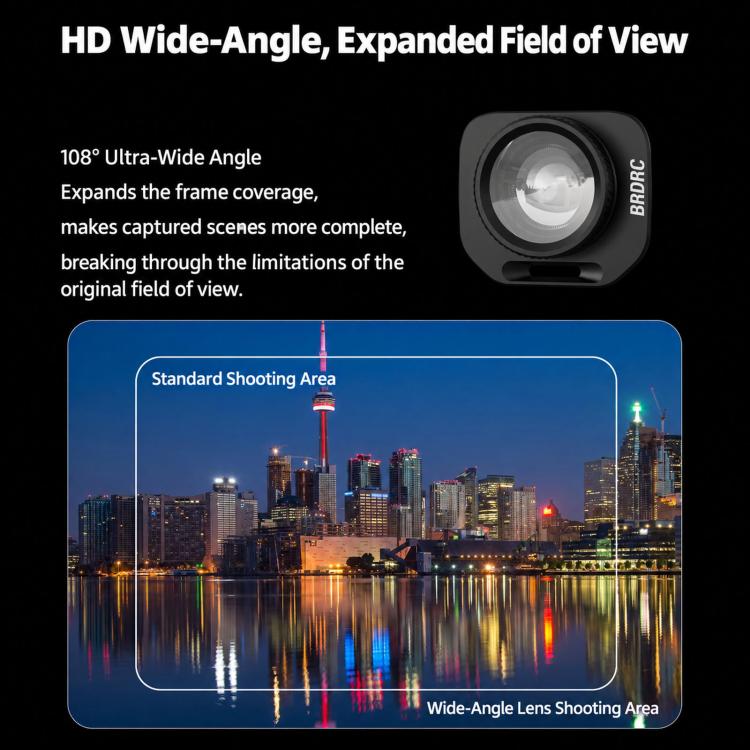 For Insta360 Luna Pro BRDRC External 108-Degree Wide-Angle Lens