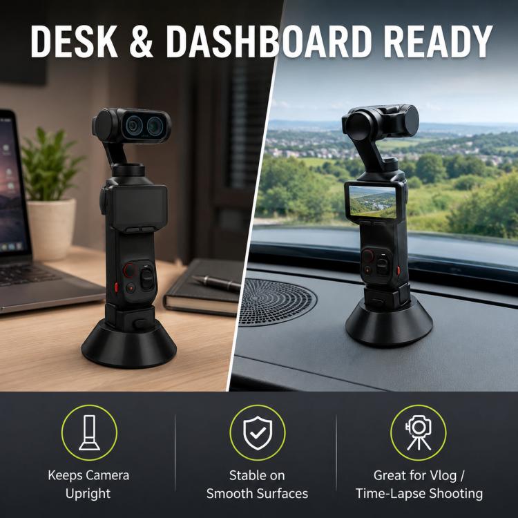 For Insta360 Luna Pro / Ultra Flexible Silicone Desk & Car Dashboard Mount Base, Black Standard, White Standard, Black with Adhesive Pad, White with Adhesive Pad